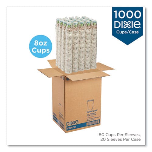 Dixie Perfectouch Paper Hot Cups 8 Oz Coffee Haze Design 50/sleeve 20 Sleeves/carton - Food Service - Dixie®