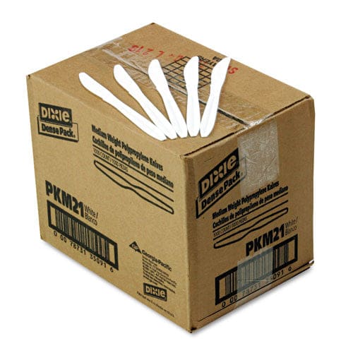 Dixie Plastic Cutlery Mediumweight Knives White 1,000/carton - Food Service - Dixie®