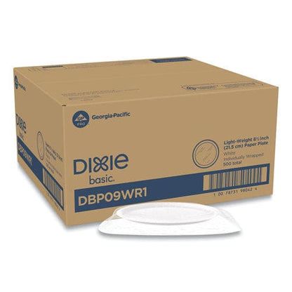 Dixie White Paper Plates 8.5 Dia Individually Wrapped White 500/carton - Food Service - Dixie®