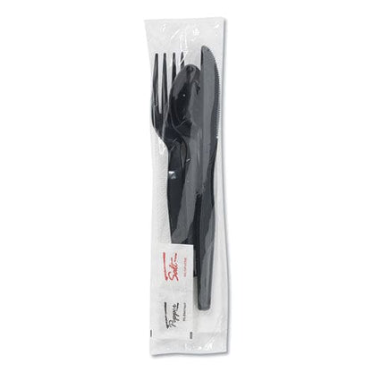 Dixie Wrapped Tableware/napkin Packets Fork/knife/spoon/napkin Black 250/carton - Food Service - Dixie®