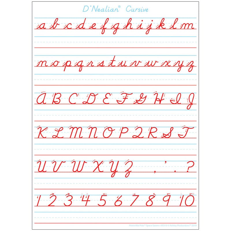 Dnealian Cursive Hndwrtng Postermat Pals Smart Poly Single Sided (Pack of 12) - Language Arts - Ashley Productions