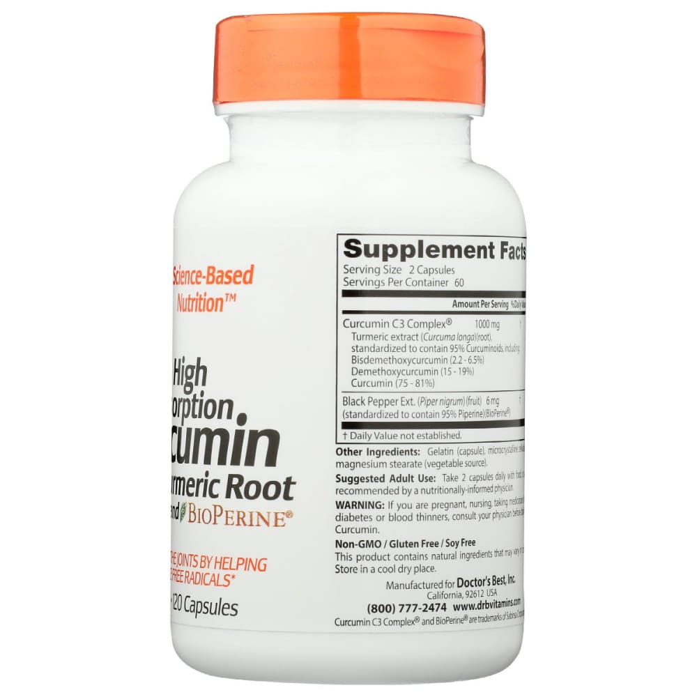 DOCTORS BEST: Hi Absorb Curcumin 500Mg 120 cp - Vitamins & Supplements > Vitamins & Minerals - Doctors Best