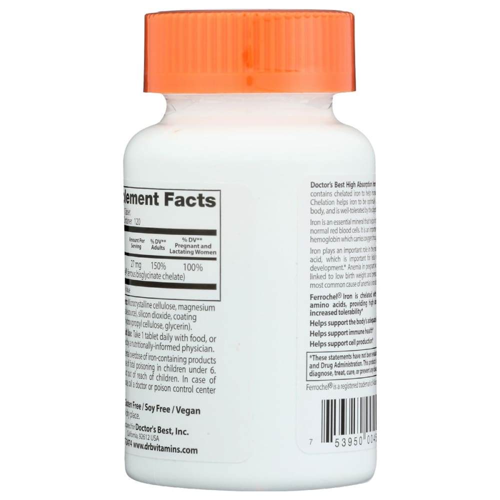 DOCTORS BEST: High Absorb Iron 120 tb - Vitamins & Supplements > Vitamins & Minerals - Doctors Best