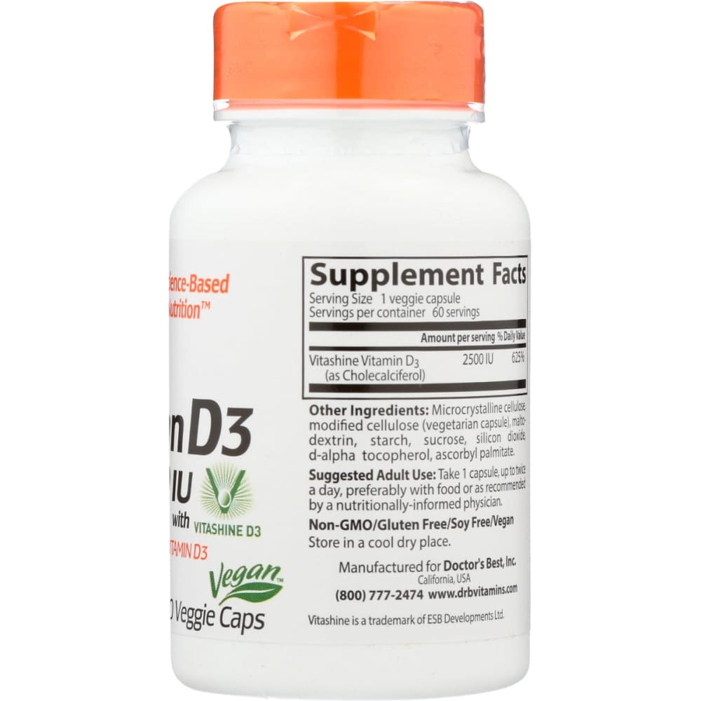 DOCTORS BEST: Vegan D3 2500Iu 60 vc - Vitamins & Supplements > Vitamins & Minerals - Doctors Best