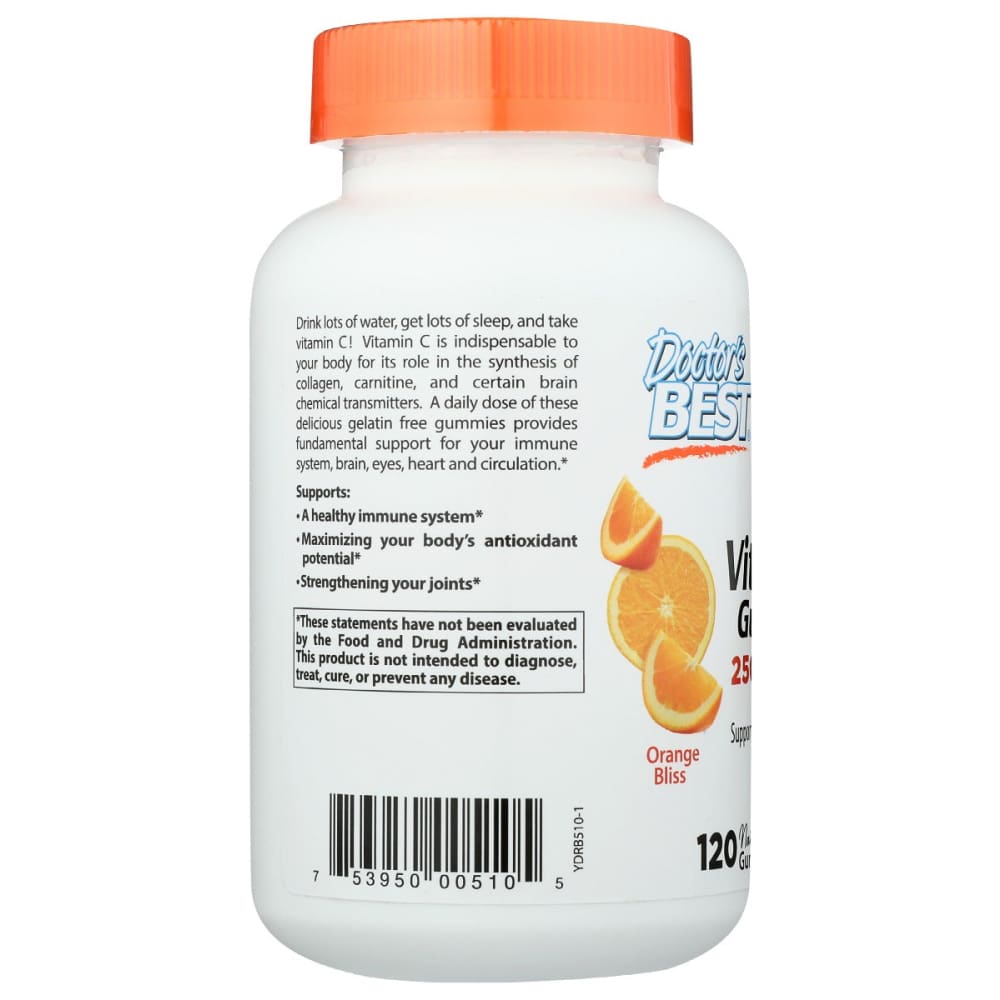 DOCTORS BEST: Vitamin C Gummies Orange Bliss 120 do - Vitamins & Supplements > Vitamins & Minerals - DOCTORS BEST