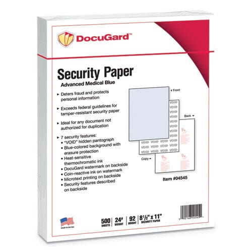 DocuGard Medical Security Papers 24 Lb Bond Weight 8.5 X 11 Blue 500/ream - Office - DocuGard™