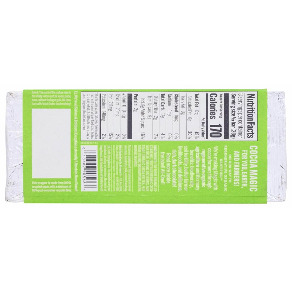 DR BRONNER Grocery > Refrigerated DR BRONNER: Crunchy Hazelnut Butter Chocolate Bar, 2.93 oz