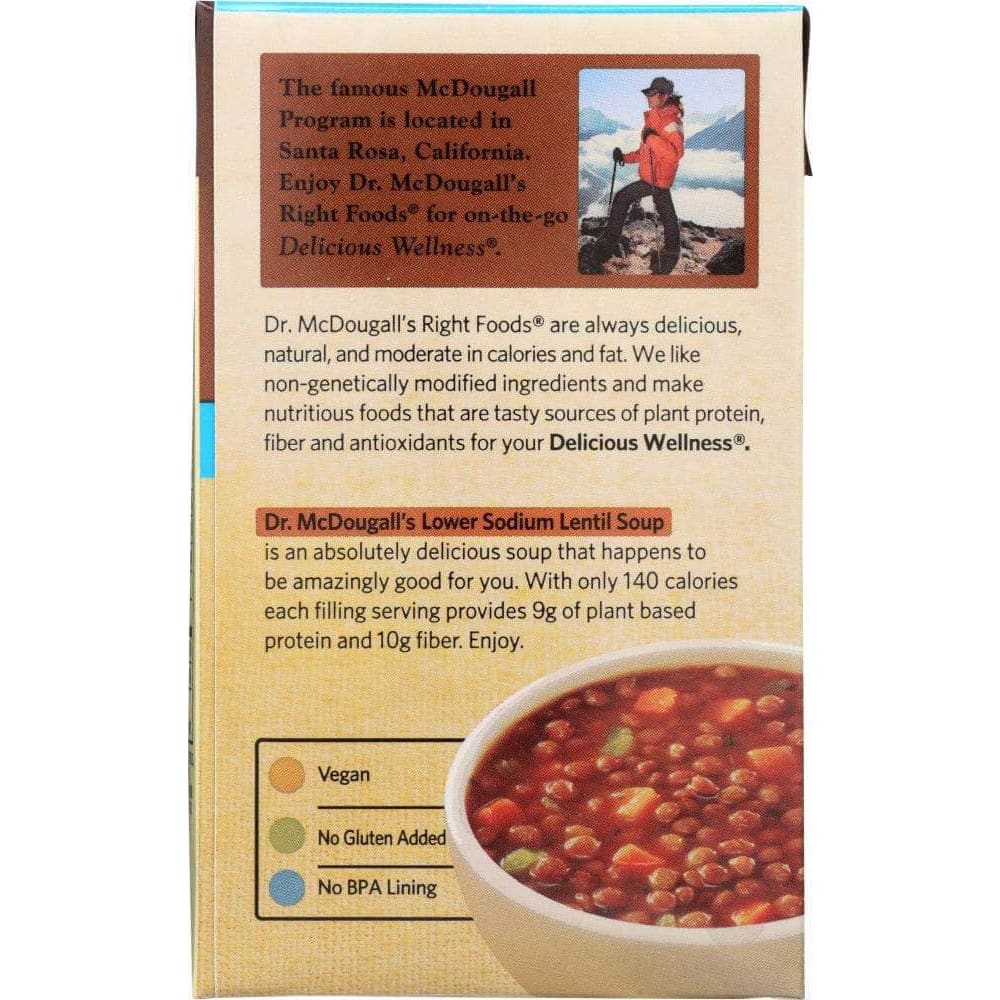 Dr Mcdougalls Dr. Mcdougall's Lower Sodium Soup Lentil, 18 oz