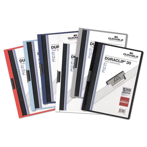 Durable Duraclip Report Cover Clip Fastener 8.5 X 11 Clear/maroon 25/box - School Supplies - Durable®