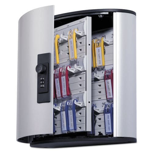 Durable Locking Key Cabinet 36-key Brushed Aluminum Silver 11.75 X 4.63 X 11 - Office - Durable®