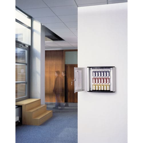 Durable Locking Key Cabinet 36-key Brushed Aluminum Silver 11.75 X 4.63 X 11 - Office - Durable®