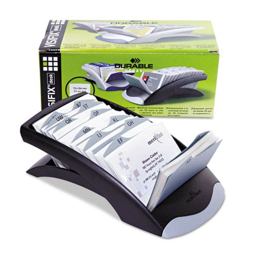 Durable Visifix Desk Business Card File Holds 200 2.88 X 4.13 Cards 5 X 9.31 X 3.56 Plastic Graphite/black - Office - Durable®