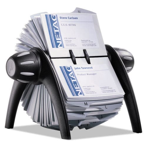 Durable Visifix Flip Rotary Business Card File Holds 400 2.88 X 4.13 Cards 8.75 X 7.13 X 8.06 Plastic Black/silver - Office - Durable®