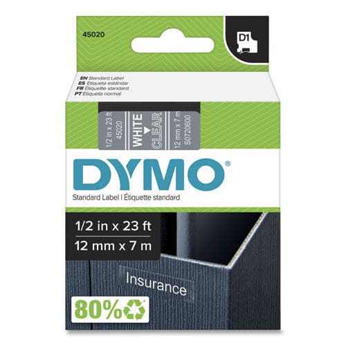 DYMO D1 High-performance Polyester Removable Label Tape 0.5 X 23 Ft White On Clear - Technology - DYMO®