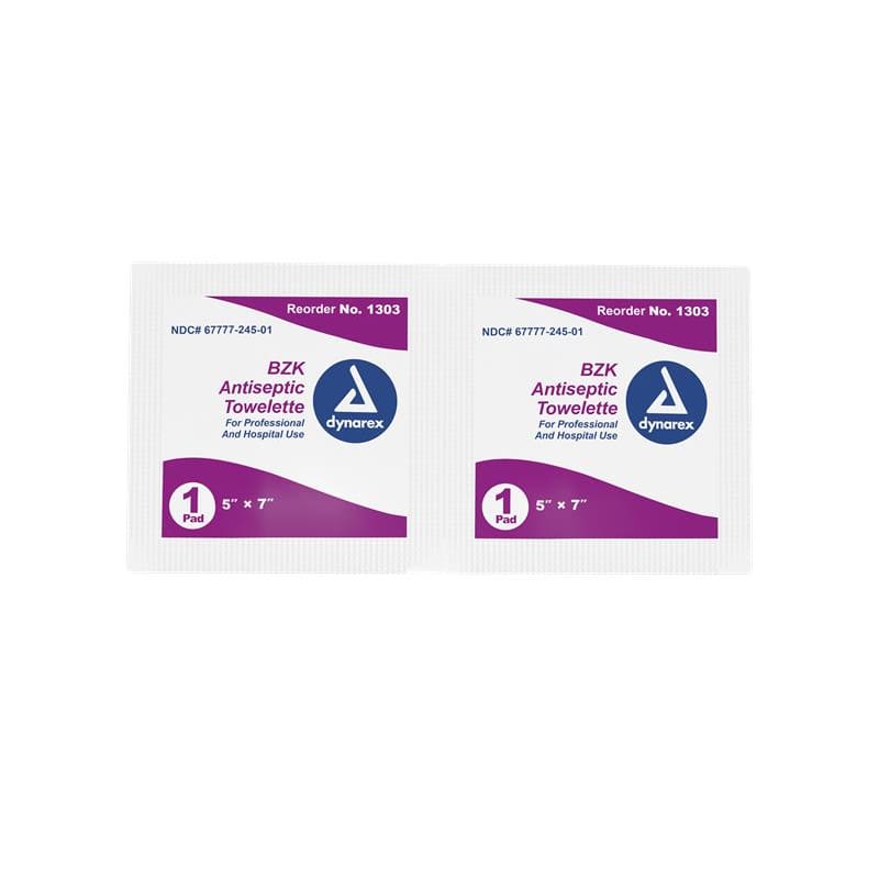 Dynarex Bzk Antiseptic Towlette 5 X 7 Box of 100 (Pack of 3) - Nursing Supplies >> Prep Pads - Dynarex