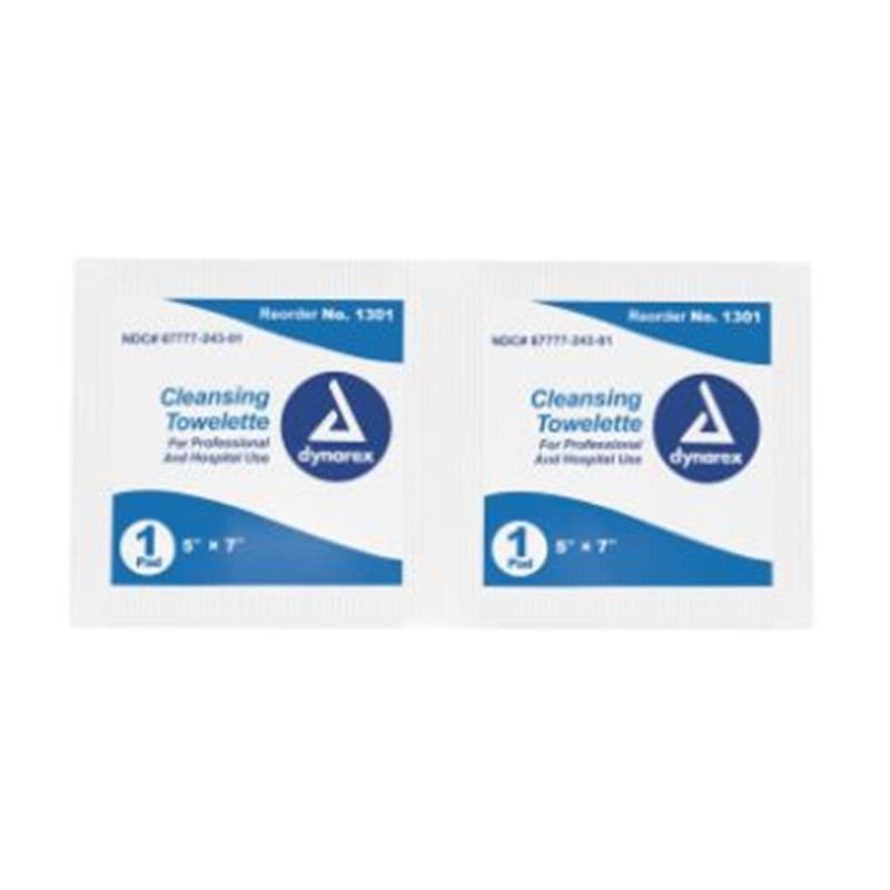 Dynarex Cleansing Towelettes 5 X 7(General Use) Box of 100 (Pack of 4) - Personal Care >> Bedside Care - Dynarex
