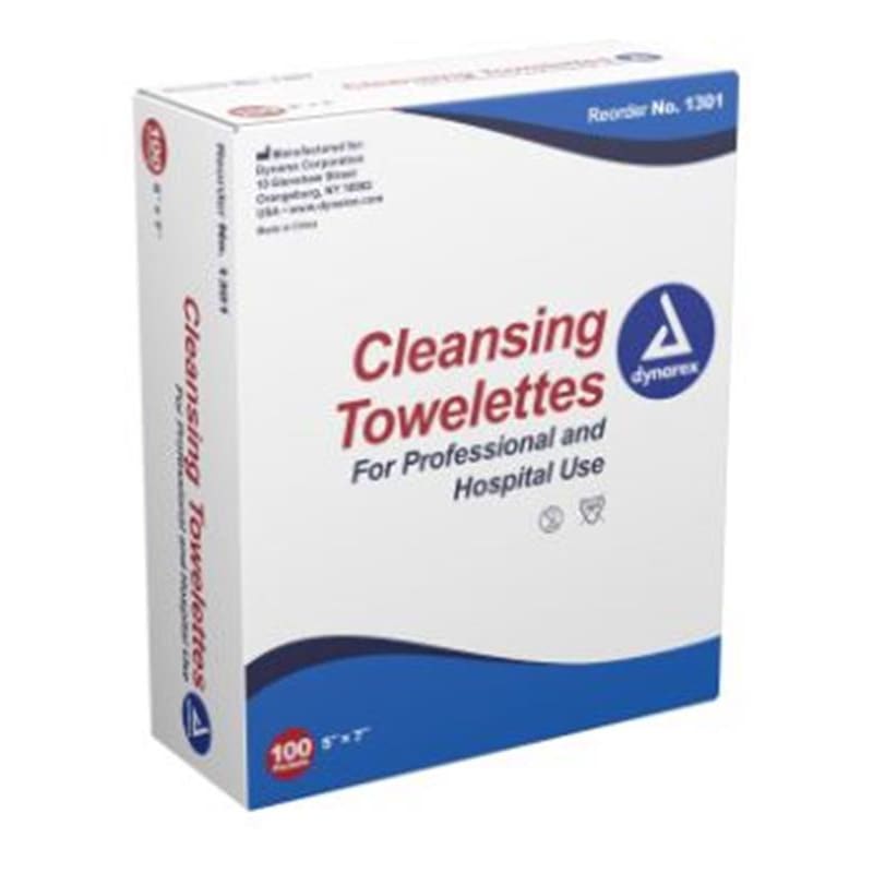 Dynarex Cleansing Towelettes 5 X 7(General Use) Box of 100 (Pack of 4) - Personal Care >> Bedside Care - Dynarex