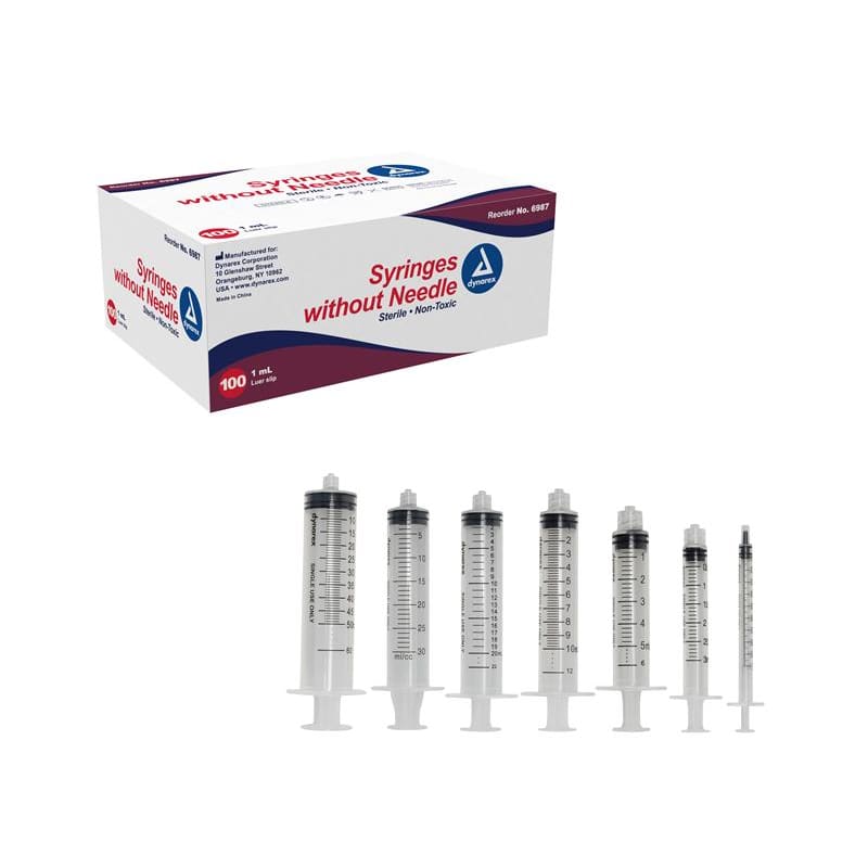 Dynarex Syringe 3Ml No Needle Ll Box of 100 - Needles and Syringes >> Syringes No Needle - Dynarex
