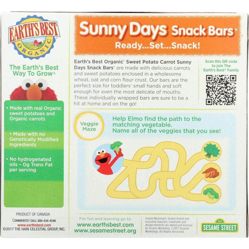 Earths Best Earths Best Snack Bar Sunny Days Sweet Potato Carrot, 5.3 oz