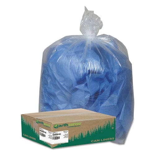 Earthsense Commercial Linear Low Density Clear Recycled Can Liners 60 Gal 1.5 Mil 38 X 58 Clear,10 Bags/roll 10 Rolls/carton - Janitorial &