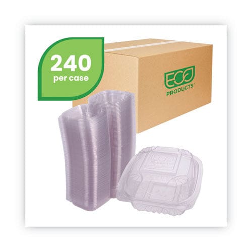 Eco-Products Clear Clamshell Hinged Food Containers 6 X 6 X 3 Plastic 80/pack 3 Packs/carton - Food Service - Eco-Products®