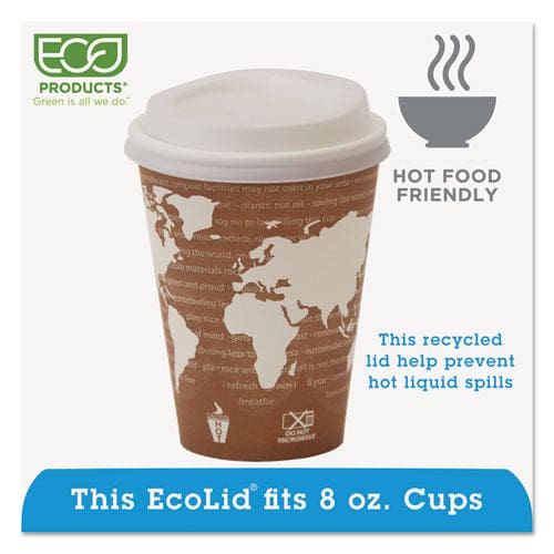 Eco-Products Ecolid 25% Recycled Content Hot Cup Lid White Fits 8 Oz Hot Cups 100/pack 10 Packs/carton - Food Service - Eco-Products®
