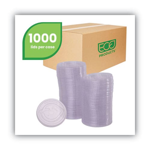 Eco-Products Greenstripe Renewable And Compost Cold Cup Flat Lids Fits 9 Oz To 24 Oz Cups Clear 100/pack 10 Packs/carton - Food Service -