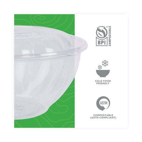 Eco-Products Renewable And Compostable Salad Bowls With Lids 32 Oz Clear Plastic 50/pack 3 Packs/carton - Food Service - Eco-Products®