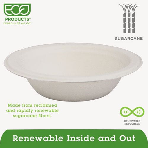 Eco-Products Renewable And Compostable Sugarcane Bowls 12 Oz Natural White 50/packs - Food Service - Eco-Products®