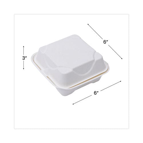 Eco-Products Renewable And Compostable Sugarcane Clamshells 6 X 6 X 3 White 50/pack 10 Packs/carton - Food Service - Eco-Products®