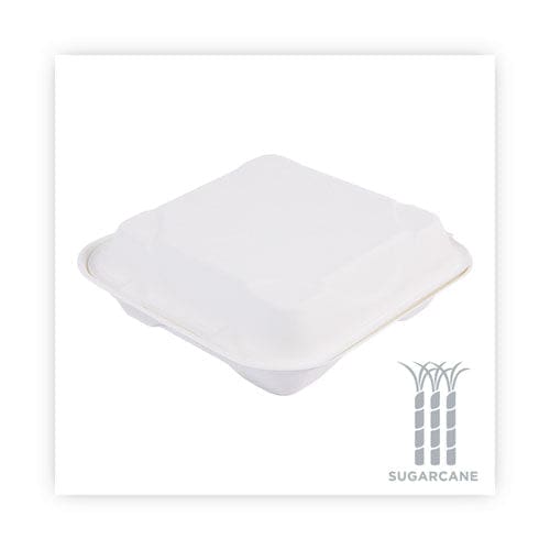 Eco-Products Renewable And Compostable Sugarcane Clamshells 9 X 9 X 3 White 50/pack 4 Packs/carton - Food Service - Eco-Products®