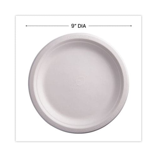 Eco-Products Renewable And Compostable Sugarcane Plates 9 Dia Natural White 500/carton - Food Service - Eco-Products®