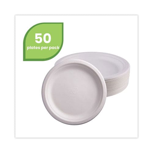 Eco-Products Renewable And Compostable Sugarcane Plates 9 Dia Natural White 500/carton - Food Service - Eco-Products®
