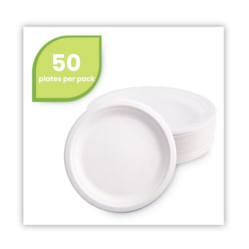 Eco-Products Renewable And Compostable Sugarcane Plates 9 Dia Natural White 50/packs - Food Service - Eco-Products®