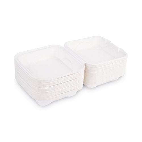 Eco-Products Vanguard Renewable And Compostable Sugarcane Clamshells 1-compartment 8 X 8 X 3 White 200/carton - Food Service - Eco-Products®