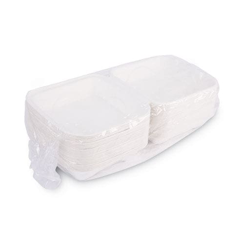 Eco-Products Vanguard Renewable And Compostable Sugarcane Clamshells 1-compartment 8 X 8 X 3 White 200/carton - Food Service - Eco-Products®