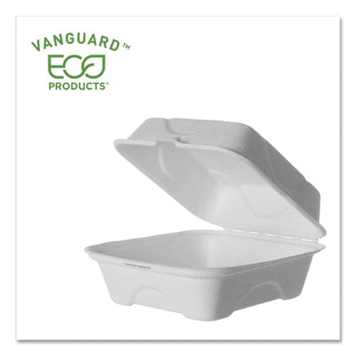 Eco-Products Vanguard Renewable And Compostable Sugarcane Clamshells 6 X 6 X 3 White 500/carton - Food Service - Eco-Products®
