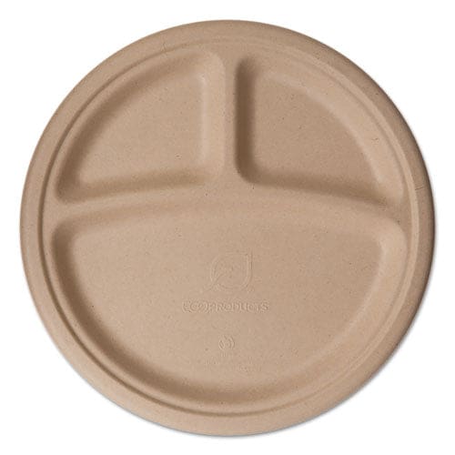 Eco-Products Wheat Straw Dinnerware 3-compartment Plate 10 Dia 500/carton - Food Service - Eco-Products®
