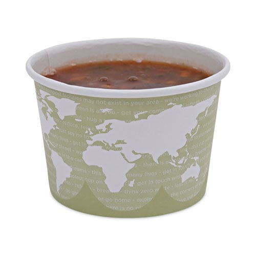 Eco-Products World Art Renewable And Compostable Food Container 16 Oz 4.05 Diameter X 3 H Seafoam Paper 25/pack 20 Packs/carton - Food