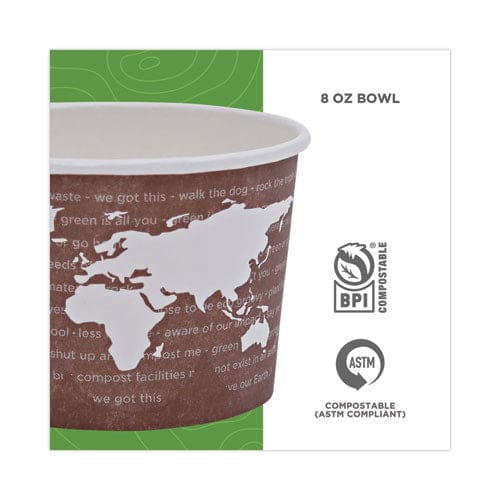 Eco-Products World Art Renewable And Compostable Food Container 8 Oz 3.04 Diameter X 2.3 H Brown Paper 50/pack 20 Packs/carton - Food