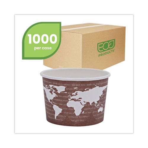 Eco-Products World Art Renewable And Compostable Food Container 8 Oz 3.04 Diameter X 2.3 H Brown Paper 50/pack 20 Packs/carton - Food