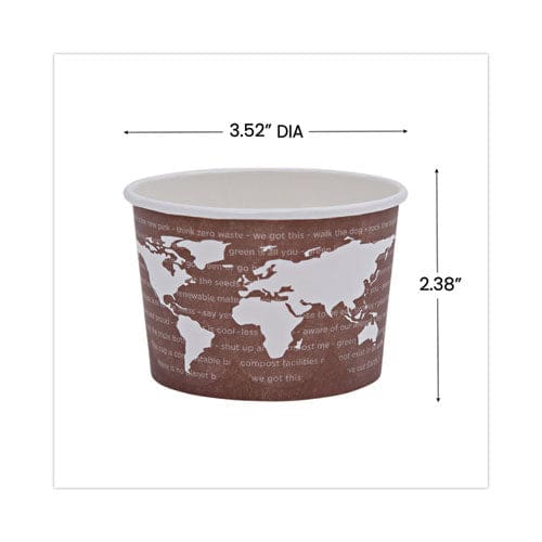 Eco-Products World Art Renewable And Compostable Food Container 8 Oz 3.04 Diameter X 2.3 H Brown Paper 50/pack 20 Packs/carton - Food