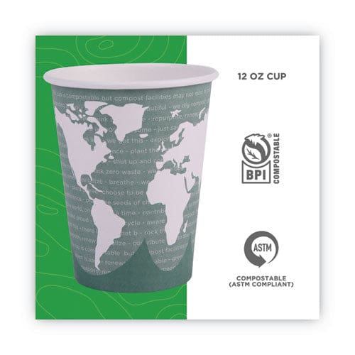 Eco-Products World Art Renewable And Compostable Hot Cups 12 Oz Gray 50/pack - Food Service - Eco-Products®