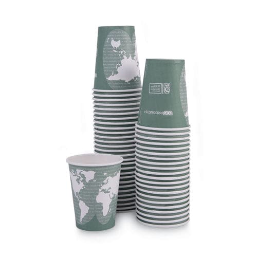 Eco-Products World Art Renewable And Compostable Hot Cups 12 Oz Gray 50/pack - Food Service - Eco-Products®
