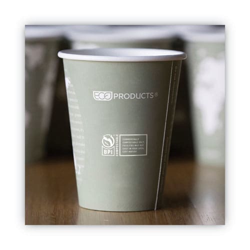 Eco-Products World Art Renewable And Compostable Hot Cups 12 Oz Gray 50/pack - Food Service - Eco-Products®