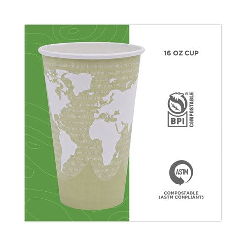 Eco-Products World Art Renewable And Compostable Hot Cups 16 Oz Moss 50/pack - Food Service - Eco-Products®