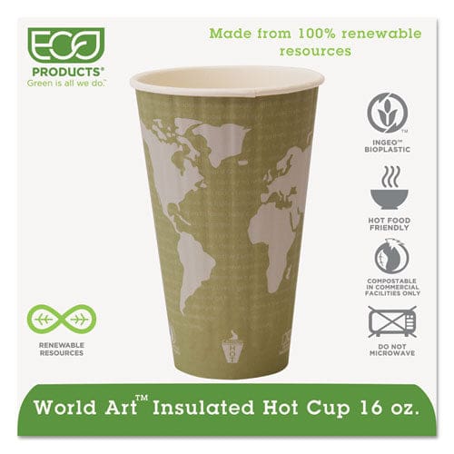 Eco-Products World Art Renewable And Compostable Insulated Hot Cups Pla 16 Oz 40/packs 15 Packs/carton - Food Service - Eco-Products®