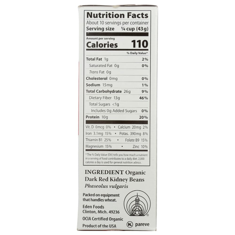 EDEN FOODS: Organic Dark Red Kidney Beans 16 oz - Grocery > Meal Ingredients > Beans - EDEN FOODS