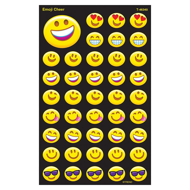 Emoji Cheer Supershape Stickers Lg (Pack of 12) - Stickers - Trend Enterprises Inc.