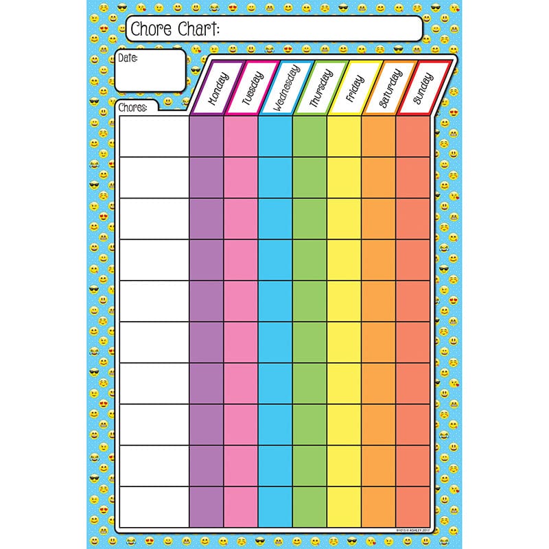 Emoji Chores 13X19 Smart Poly Chart Poly (Pack of 12) - Miscellaneous - Ashley Productions